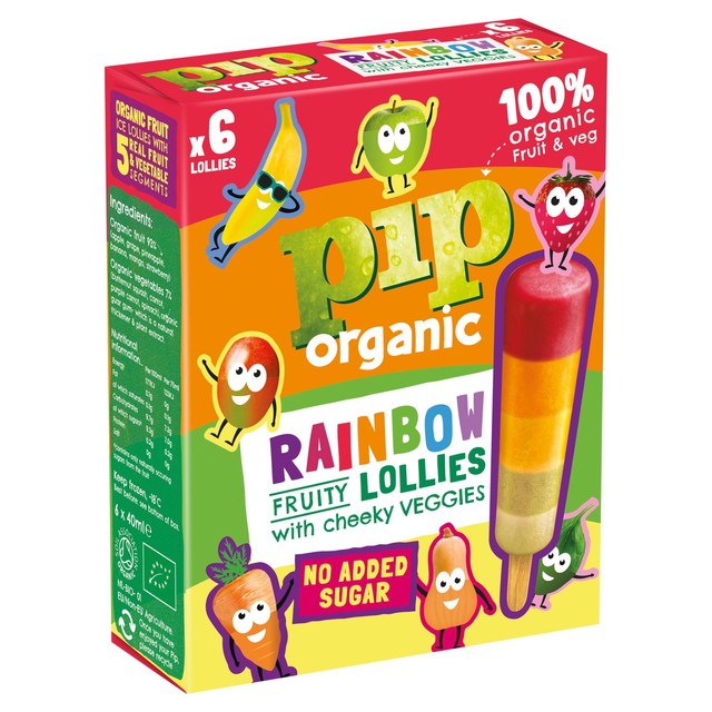 Pip Organic Rainbow Lollies with Cheeky Veg 6x40ml, imported from the UK