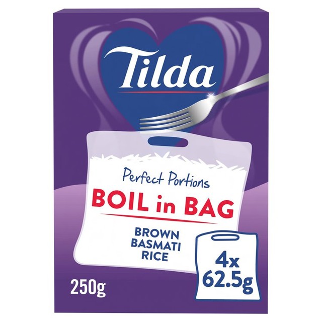 Tilda boil in the bag brown basmati rice 4 x 62.5g (British brand)