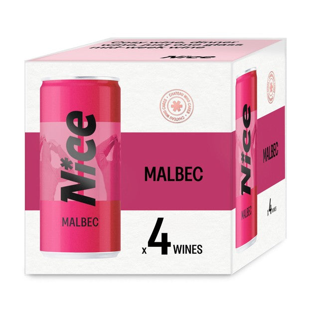 NICE Malbec red wine cans 4 x 187ml, imported from the UK