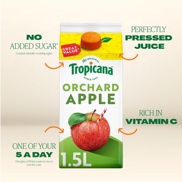 Tropicana pressed apple fruit juice 1.5L (British brand)