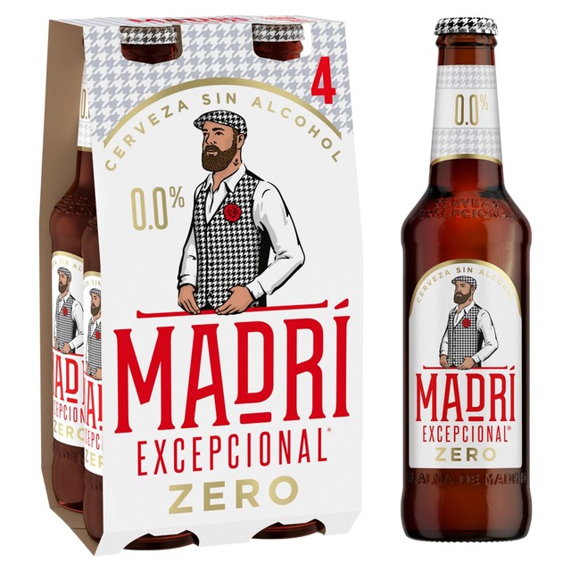 Madri Excepcional 0.0% alcohol-free lager beer 4 x 330ml, imported from the UK