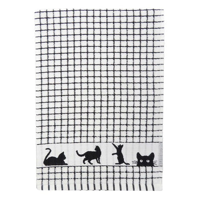 Samuel Lamont Poli-dri Jacquard Svart Katt Kjøkkenhåndkle 50x70cm
