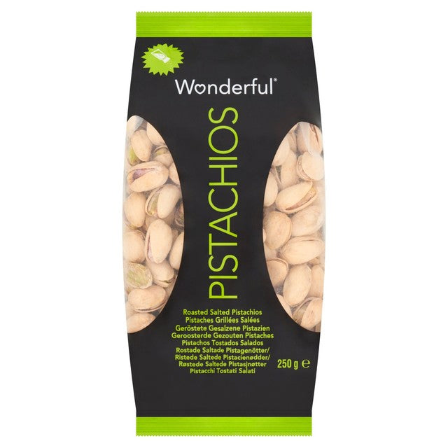 Wonderful Pistachios roasted and salted 250g (British brand)