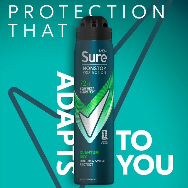 Sure Quantum Dry antiperspirant deodorant spray 250ml (British brand)