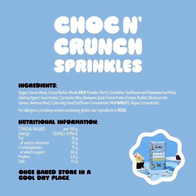 Epic Choc n Crunch cake sprinkles 120g - British product