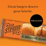 St Pierre sliced soft brioche burger buns 6 pack (British brand)