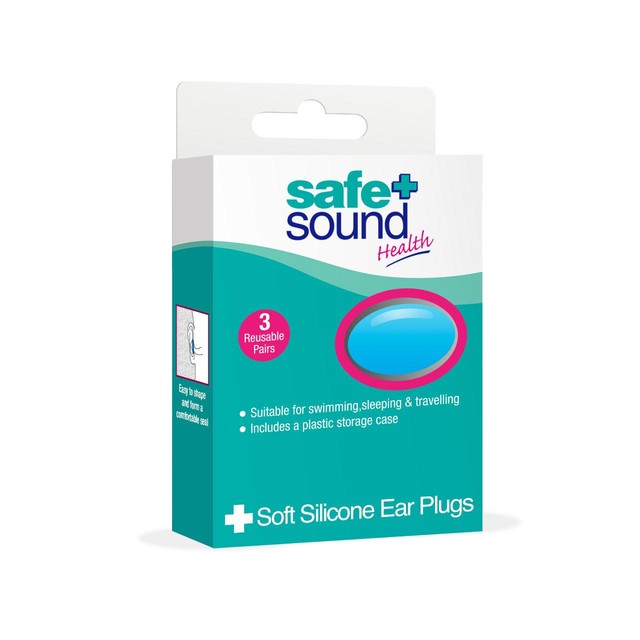 Safe & Sound Soft Silicone Earplugs 3 Pair (British brand)