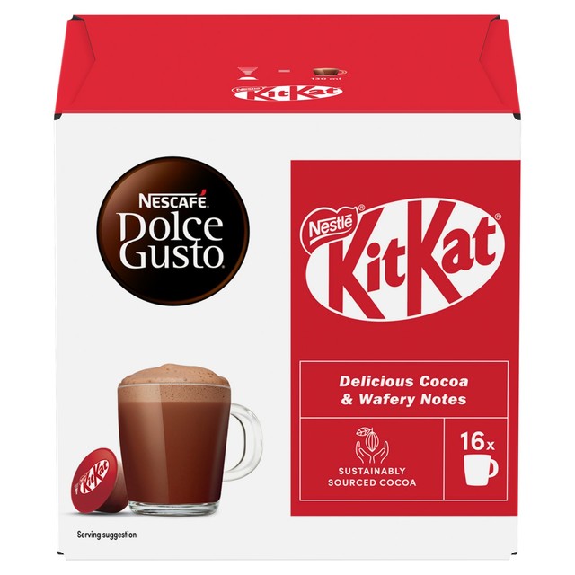 Nescafe Dolce Gusto Kit Kat hot cocoa pods 256g, imported from the UK