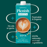 Plenish Organic Soya Barista Milk Long Life 1L, imported from the UK