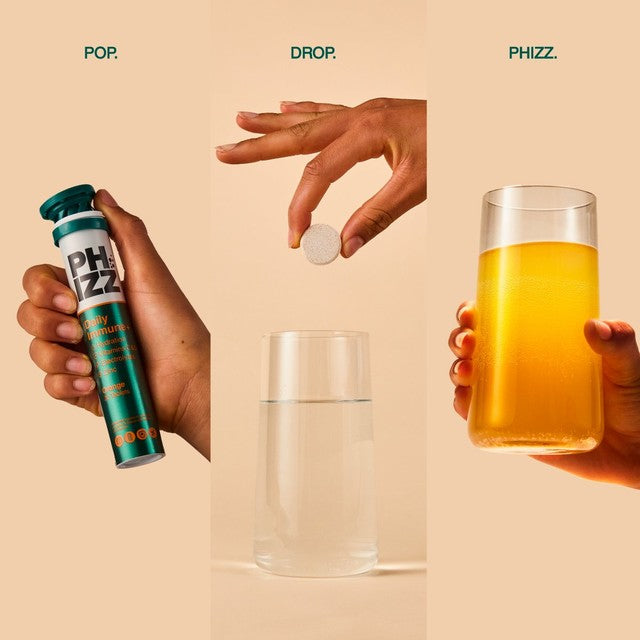 Phizz orange hydration immune support tablets 20 tablets, imported from the UK