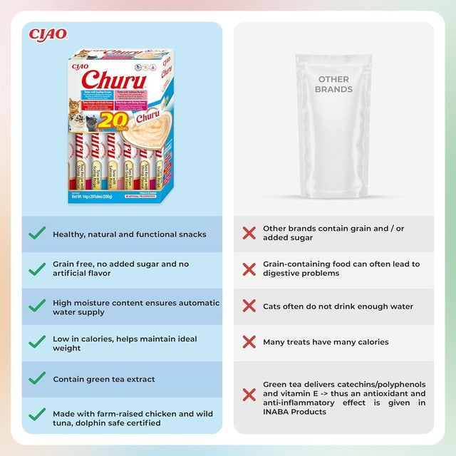 Churu cat treats tuna seafood variety 20 pack, imported from the UK