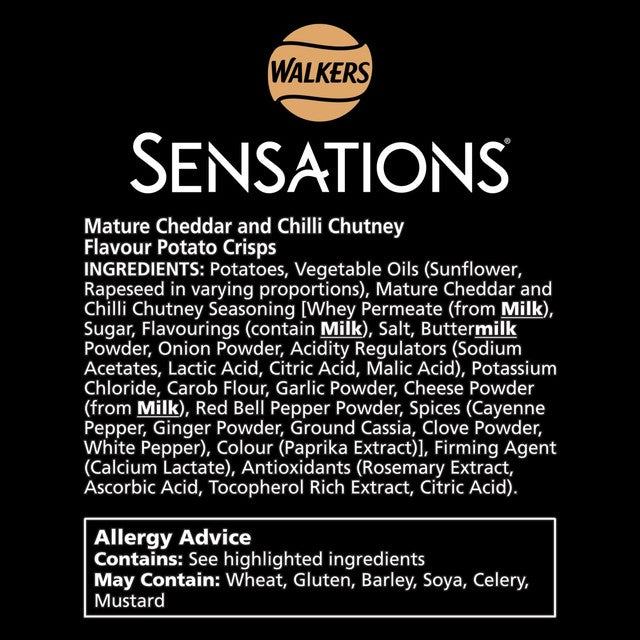 Walkers Sensations Mature Cheddar Cheese & Chilli crisps 150g (British brand)