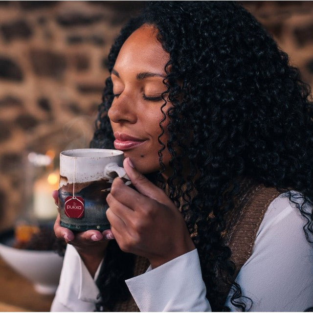 Pukka Herbs wild apple and cinnamon with ginger herbal tea bags 20 teabags, imported from the UK