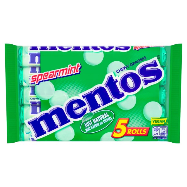 Mentos chewy spearmint sweets multipack 5 x 38g, imported from the UK