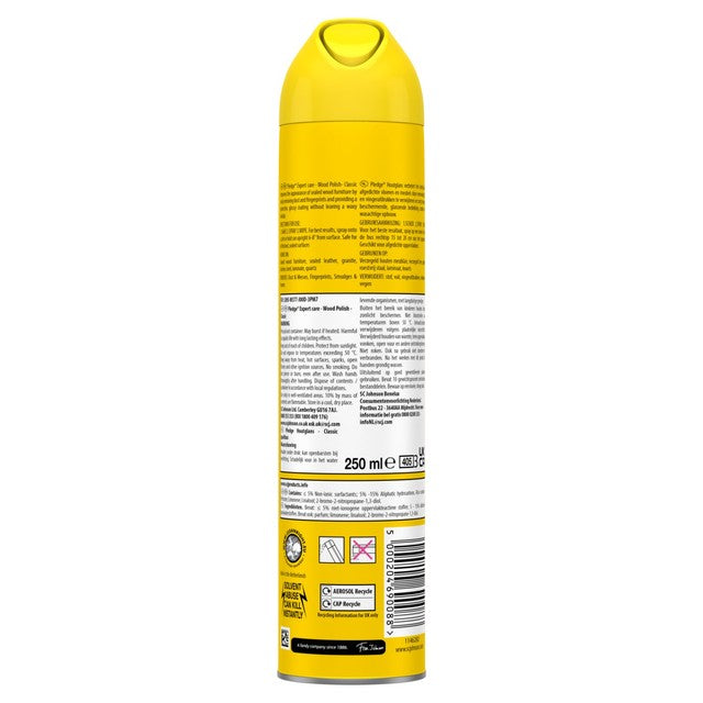 Pledge Wood Polish 250ml, imported from the UK