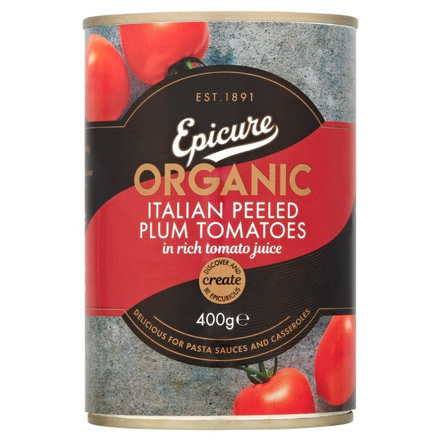 Epicure organic peeled plum tomatoes 400g - British product