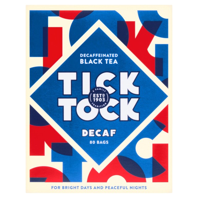 Tick Tock decaffeinated black tea bags 80 count (British brand)