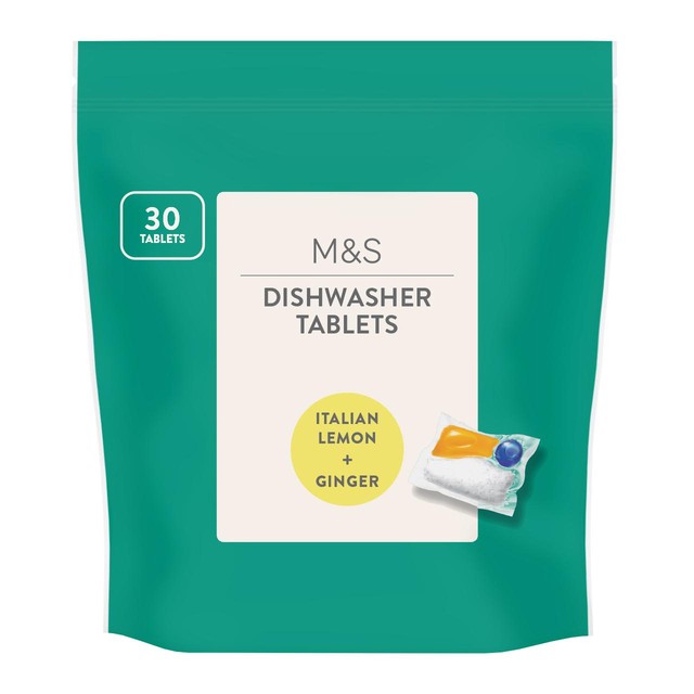 M&S Dishwasher Tablets Italian Lemon Ginger 30 Pack, imported from the UK