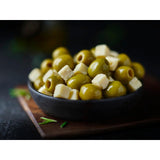 M&S Manzanilla olives and cheddar cheese pot 180g, imported from the UK