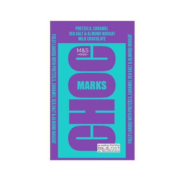 M&S Pretzel Caramel Milk Chocolate Bar 180g, imported from the UK