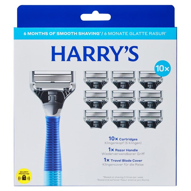 Harry's Indigo razor set with 10 blades (British brand)