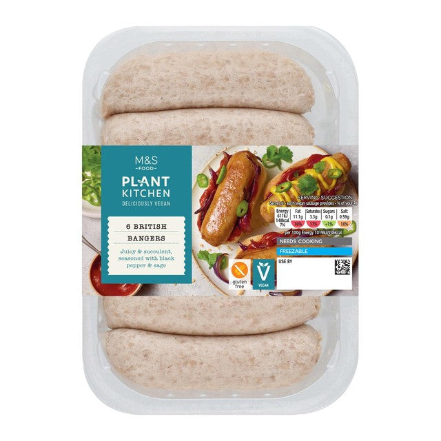 M&S vegan British bangers sausages 360g, imported from the UK