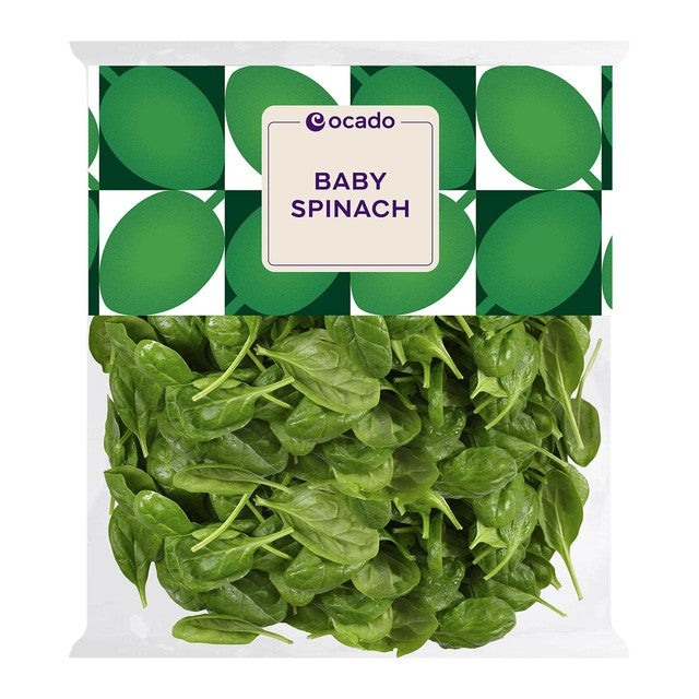Ocado washed baby spinach 220g, imported from the UK