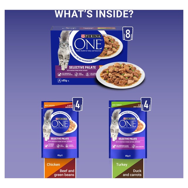 Purina One wet cat food Mini Fillets Selective Palate 8 x 85g, imported from the UK