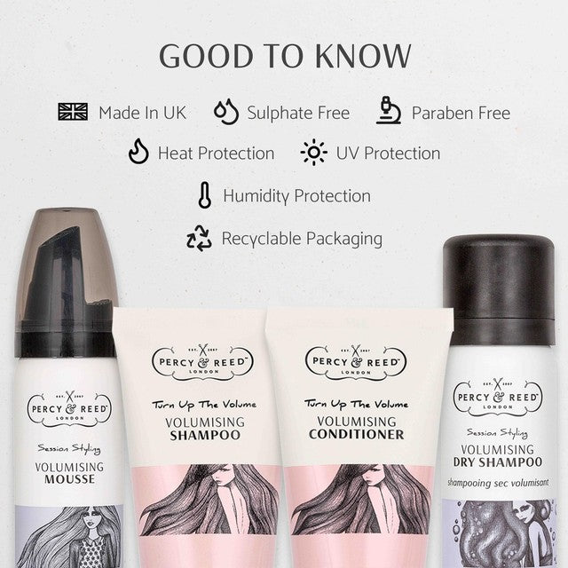 Percy & Reed Discover Va-Va-Volume hair care set, imported from the UK