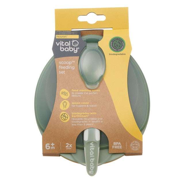 Vital Baby feeding set in natural moss 2pk (British brand)