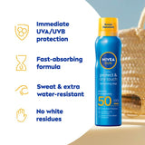 Nivea SUN Protect & Dry Touch sunscreen spray SPF 50 200ml, imported from the UK