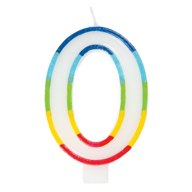 Unique Party Number 0 Rainbow Candle, imported from the UK