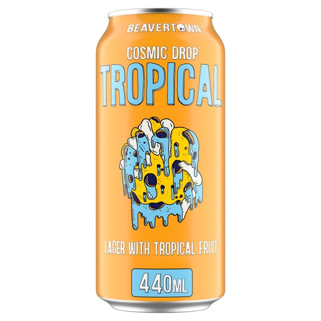 Beavertown Cosmic Drop Tropical lager 440ml, imported from the UK