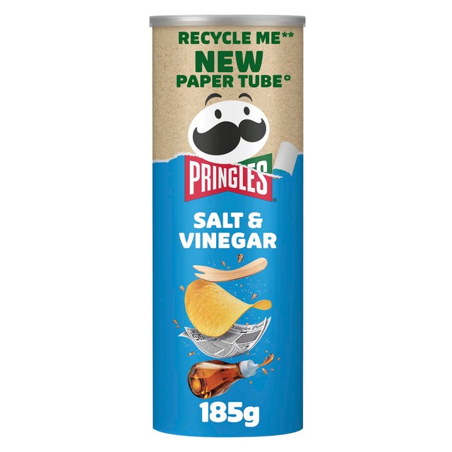 Pringles Salt & Vinegar crisps 185g, imported from the UK