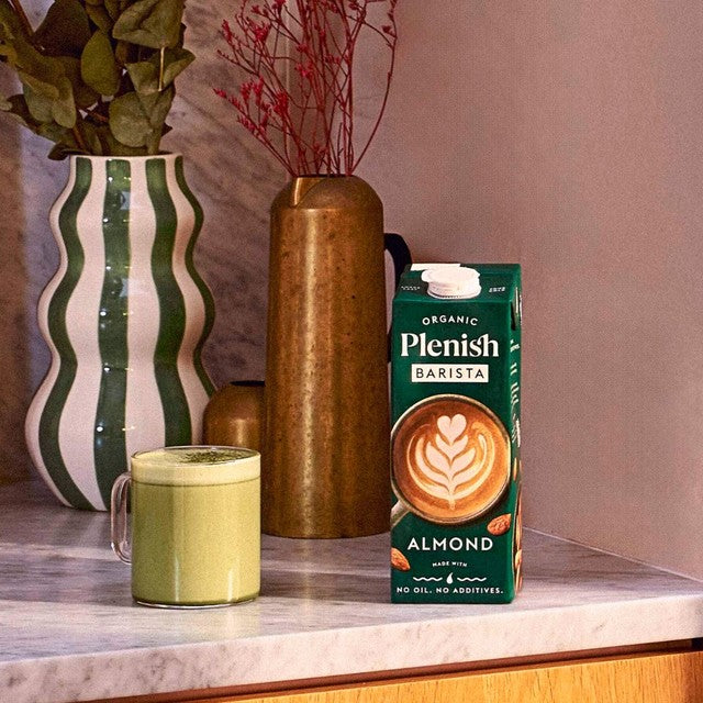Plenish organic almond barista milk 1L, imported from the UK