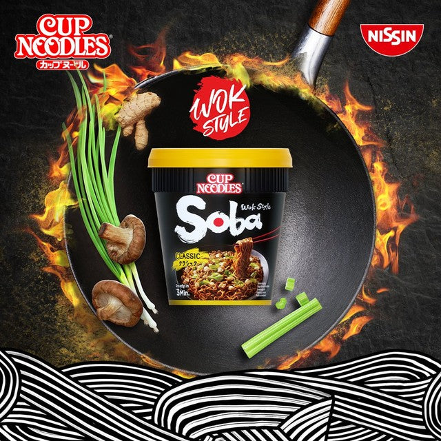 Nissin Soba chilli instant noodles pot, UK version