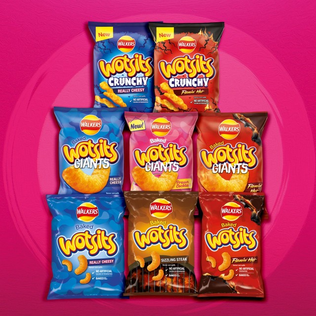 Walkers Wotsits Giants Prawn Cocktail crisps 105g (British brand)