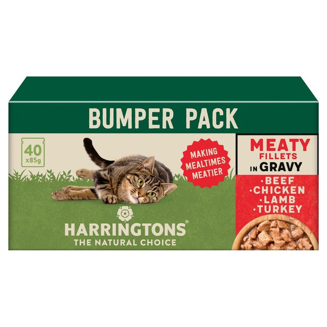 Harringtons wet cat food meaty selection in gravy 40 x 85g (British brand)