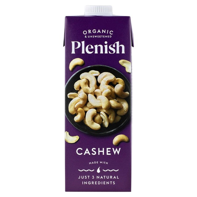 Plenish organic cashew drink unsweetened 1L, imported from the UK