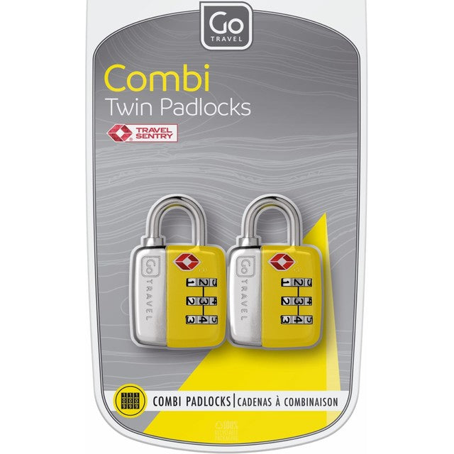 Go Travel Combi Twin Yellow TSA Padlock, UK version
