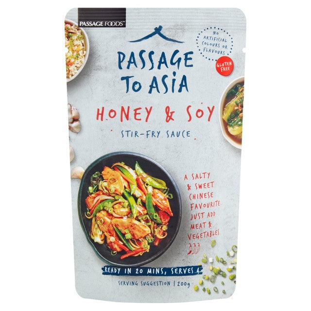 Passage to Asia honey soy stir fry sauce, imported from the UK