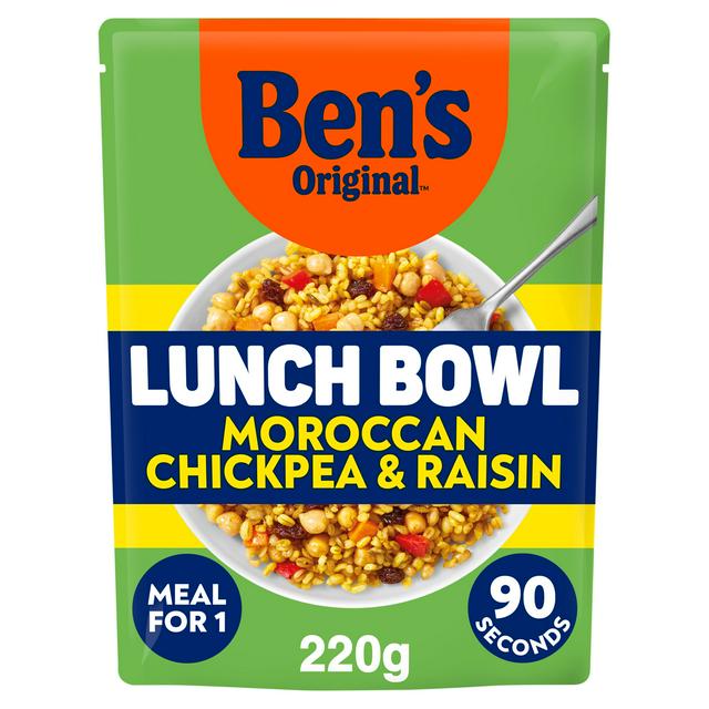 Bens Original Lunch Bowl Moroccan Style Chickpea Raisins Bulgur Wheat Long Grain Rice 220g
