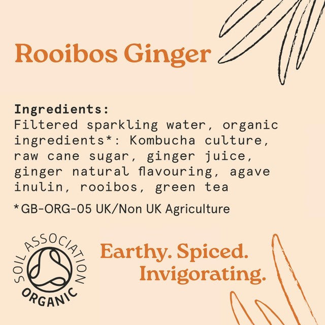 HOLOS Organic Sparkling Tea Rooibos Ginger 250ml, imported from the UK