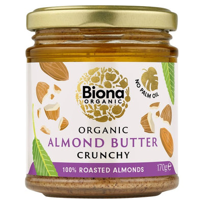 Biona Organic Almond Butter Crunchy Spread 170g