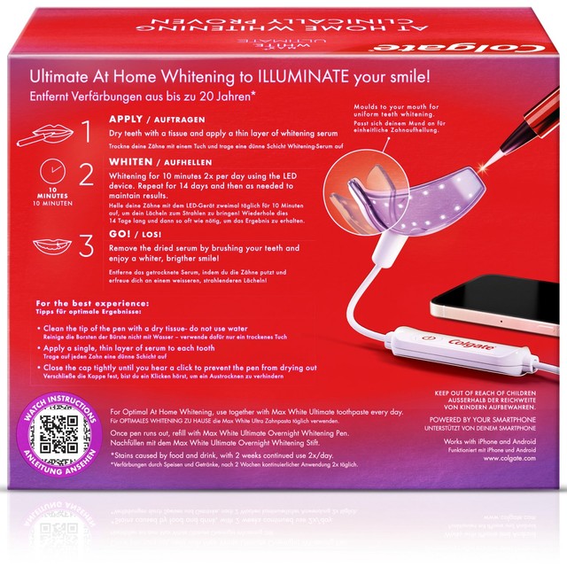 Colgate Max White LED teeth whitening kit - British product