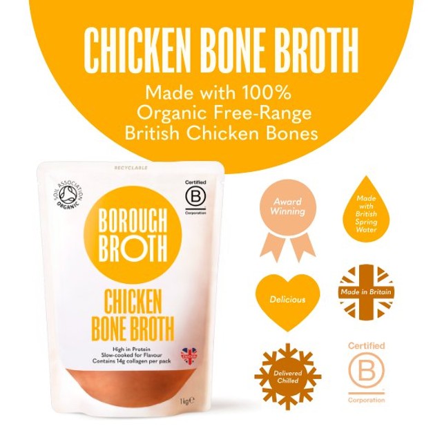 Borough Broth Free-Range Organic Chicken Bone Broth 1kg - British product
