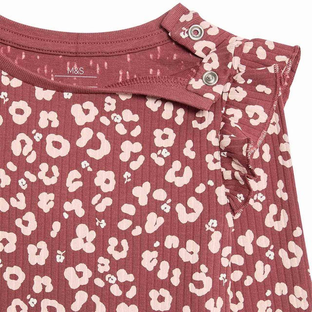 M&S leopard print baby outfit pink 6-9 months, imported from the UK