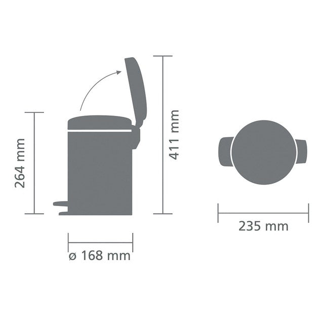 Brabantia Pedal Bin Brilliant Steel 3L - British product