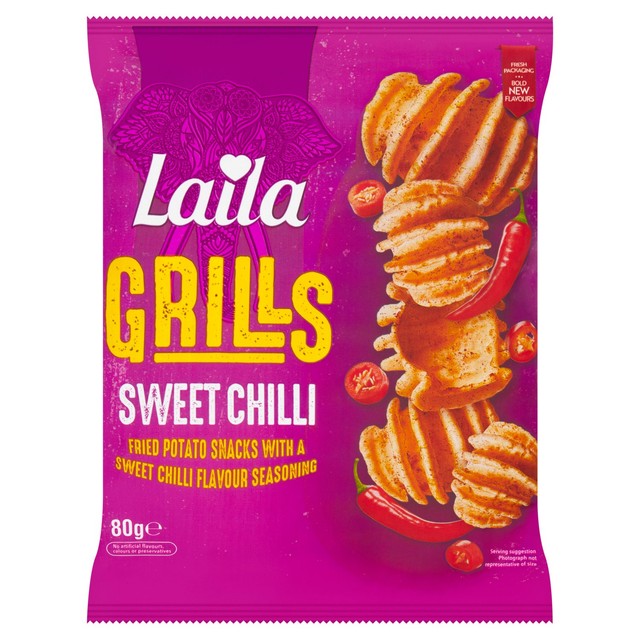 Laila sweet chilli potato snacks 80g, UK version