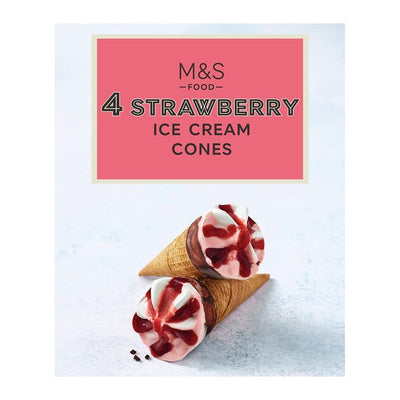M&S Strawberry Ice Cream Cones 4 x 73g